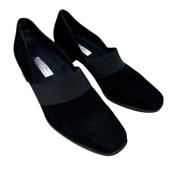 Munro American Black Suede Slip On Pumps Square Toe Size 8.5 - Picture 1 of 6